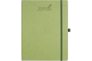 BEZEND Agenda 2024 2025 Semainier A4 Agenda Scolaire Professionnel 24 25 | 18 Mois Du juillet. 24 à déc. 25 | Couverture Rigide en Cuir PU - Kiwi