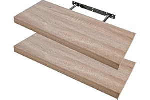 ETREXONLINE Estante de Pared 60x25x4cm Color Roble Envejecido, Balda Flotante Pared de Madera Fijación Invisible, Estantes de Almacenamiento Decorativos, Ideal para Salón, Habitación, Pasillo, etc..(2pz)