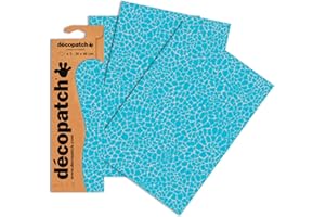 Décopatch C537O - Une pochette de 3 feuilles de papier imprimé 30x40 cm, Mosaïque bleue, Modèle 537