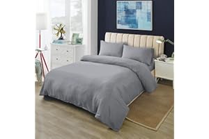 H HANSEL HOME Funda Nordica Cama 90 de 3 Piezas Transpirable Suave al Tacto 100% Microfibra, Funda Edredón 150x220cm, Bajera 90x200cm con 1 Funda de Almohada 50x110cm - Gris