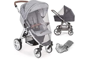 Zamboo Universal Insektenschutz - Mückennetz für Kinderwagen & Buggy/Premium QUALITÄT: idealer Schutz vor Wespen & Stechmücken Dank feinem Netzgewebe, reißfest & waschbar, mit Tasche - Grau