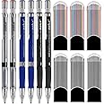 ExcelFu 6 Pieces 2.0 mm Mechanical Pencils with 6 Cases Lead Refills, Color and Black Refills for Draft Drawing, Carpenter, Writing, Crafting, Art Sketching