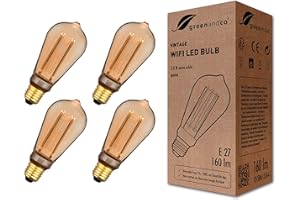 greenandco 4x Lampadina Vintage LED Smart WiFi | E27 ST64 | 3,8W 160lm | 1800K | 320° | 230V | nessun sfarfallio | dimmerabile | Compatibile con Alexa e Google Assistant