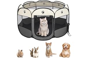 Youyijia Portable Pet Playpen Puppy Playpen Pet Dog Cat Playpen Cage Crate 74 x 74 x 43cm Soft Fabric Foldable Pet Indoor Outdoor for Rabbit Hamster Guinea Pig Gray