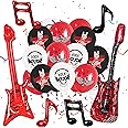 Rock and Roll Party Decorations - 42 Pieces Red Black White Music Theme Latex Balloons Music Note Balloons Guitar Foil Balloons, Born To Rock Decor, 60s 70s 80s Rock Party Supplies