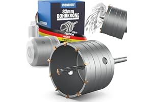 STONE REEF Corona de perforación SDS Plus de 82 mm, broca para mampostería y empotrada, broca para enchufes, taladros perforadores, brocas de núcleo – Broca corona, avellanador de latas para