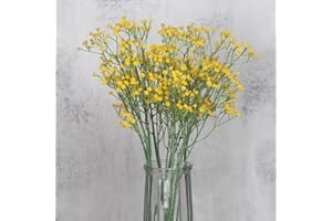 huaao 7 piezas de flores artificiales Gypsophila Gypsophila Gypsophila artificial, ramo de flores artificiales falsas para bodas, ramos de novia, arreglos florales, hotel, salón, decoración, amarillo