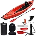 Conwy Kayak Tegid Single Person Inflatable Kayak - One Man Drop Stitch Canoe For River, Sea - Full Kit Including Kayak Paddle Seat Pump Carry Backpack Fin and Repair Kit, Red, 3.2m x 0.8m x 0.3m