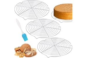 SUNOYA Lot de 3 grilles de refroidissement - 32,5 cm - En acier inoxydable - Refroidissement rapide et uniforme - Grille à gâteau avec brosse en silicone pour rôtir, griller, refroidir la cuisson