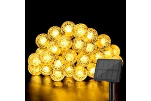 FFZZKJ Solarlichterkette Außen Wetterfest 7M 50LED Kristall Kugeln 8 Modi Solar Lichterkette Outdoor für Balkon, Camping, Garten, Terasse, Hochzeit, Partys Deko, Warmweiß