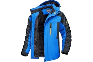 MAGCOMSEN Men's Waterproof Skiing Jacket Windproof Outdoor Mountain Parka Fleece Jackets With Hood