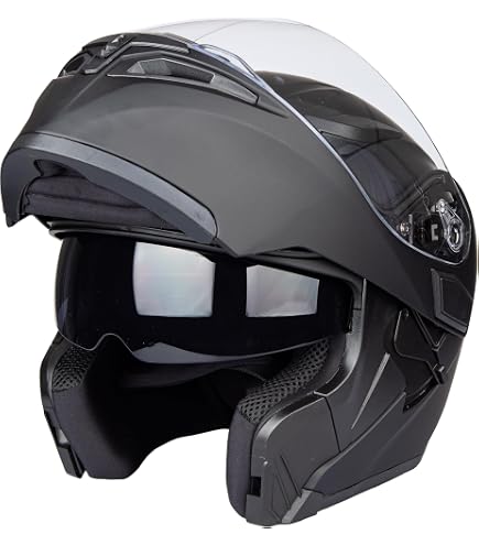 3GO E335 Flip Up Motorcycle Helmet Matt Black Modular ECE Approved Double  Visor Bike Protection Wear (S (55-56 CM) - Matt Black - S : Amazon.de: Auto  & Motorrad