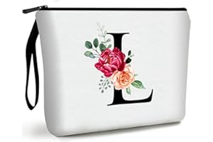 EDSG Personalised Makeup Bag Gifts for Women A-Z Make up Bag Gifts for Birthday Christmas Best Friend Her Women Mum Wedding Gifts for Bride Bridesmaid Cosmetic Bag Makeup Holder(L)