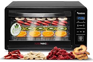TurboTronic Déshydrateur numérique avec grille en acier inoxydable 14 l, petit, noir, déshydrateur en acier inoxydable avec minuterie, régulateur de température, 5 grilles métalliques, arrêt