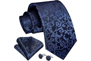 Enlision Cravate Homme Mariage Cravates Couleur Unie Ensemble Cravate et Pochette et Boutons de Manchette Set Motif Cachemire Floral Travail Cadeau Fete Cravates