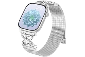 Epova Metalowy pasek kompatybilny z Apple Watch Se pasek 40mm 38mm 41mm 42mm dla kobiet - Mesh Loop magnetyczne paski ze stali nierdzewnej do iWatch Series 11 10 9 8 7 6 5 4 3 2 1 SE 3, Srebrny