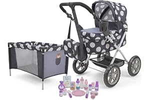 509 Crew Doll Stroller Pram 18 Piece Combo Value Play Set, Ages 3+
