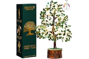 ZENFULSTONE Green Jade Crystal Tree of Life for Luck & Prosperity Decor for Home and Office | Handmade Bonsai for Wealth & Balance and Good Fortune | Perfect Well-being Gift for Loved ones