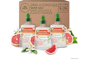Air Wick Désodorisant Maison Spray Automatique Sans Gaz Active Fresh - 3 Recharges Parfum Pamplemousse