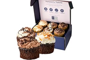 Patisserie Valerie Chocolate Cupcakes Assortment - 6 Handcrafted Gourmet Cupcakes, Chocolate, Salted Caramel, Vanilla Flavours - Perfect for Afternoon Tea/Hamper Gift