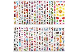 NIUQIGE 3D Aufkleber Set für Kinder - 930+ Geschwollen Stickers mit Buchstaben, Tieren, Früchten, Zahlen, Schmetterlingen, Einhörnern, Dinosauriern und mehr - Ideal für Kleinkinder (36 Blätter)