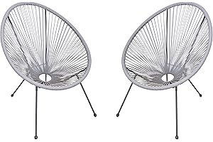 Outsunny Conjunto de 2 Sillas de Jardín de Ratán Pack 2 Sillas Acapulco Forma Ovalada Respaldo Alto Interior Exterior 73x77x87 cm Gris