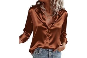 Zeagoo damblus långärmade silkesskjortor Button down-blusar | Satinblusar för kvinnor UK