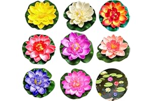 ‎QUNKUN Qunkun 8 Stück Schwimmende Blumen, Künstliche Seerosen, schwimmend Lotusblüten, Lotusblüte Wasserlilie, Eva Lotus Flower Teich für Verwendet in Pools, Aquarien, Bachszenen
