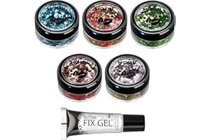 Mystiker Biologisch abbaubarer Öko-Glitter von Moon Glitter - 100% kosmetischer Bio-Glitter für Gesicht, Körper, Nägel, Haare und Lippen - 3g - Set mit 5 Farben