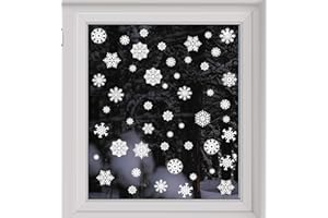 QUOTEMYWALL Snowflake Window Stickers Removable Xmas Christmas Windows Decorations Snow Festive White Decals for Kids Children Home Office Shop Display