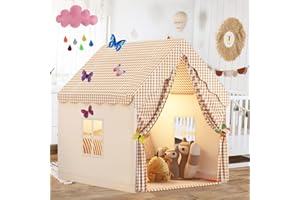 SMGBWAY Tienda de Campaña Infantil, Tienda de Princesa, Tienda de campaña para niños con Nubes, Mariposas, Casa de Juegos para Interiores y Exteriores, Casitas Infantiles Jardin para Niños 3 a 13 años (kk)