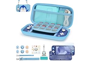 IA INNOAURA Étui Transport pour Switch Lite, innoAura D'accessoires avec Sac Rangement pour Switch Lite, Housse Protection Switch Lite, Protecteur D'écran Switch Lite, Switch Lite Coque (Penguin Bleu-Blanc)