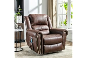 ZYLOYAL10 Leżanka Power Lift, leżanka dla osób starszych, elektryczne krzesło grzewcze do masażu dla seniorów, fotel do salonu, tkanina techniczna (brązowy)