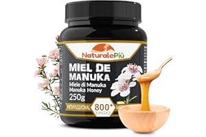 NaturalePiù Miel de Manuka 800+ MGO de 250g. Producida en Nueva Zelanda, activa y cruda, Pura y natural. Metilglioxial probado por laboratorios acreditados.