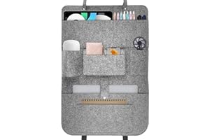 Firschoie Autositz Organizer, Rückenlehnenschutz aus strapazierfähigem Filz, Autositz-Organizer mit längenverstellbaren Schultergurten, Anti-Kick-Organizer für Autorücksitze, Auto Rückenlehnenschutz