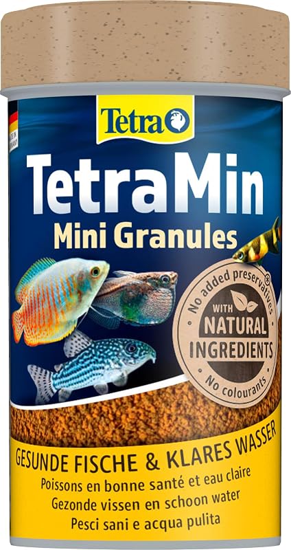 TetraMin Mini Granules - langsam absinkendes Fischfuter fĂĽr kleine Zierfische wie z.B. Salmler und Barben, 100 ml Dose