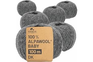‎HANSA-FARM HANSA-FARM | 100% Baby Alpakawolle in 50+ Farben (kratzfrei) - 300g Set (6 x 50g) - weiche Alpaka Wolle zum Stricken & Häkeln in 6 Garnstärken by Hansa-Farm - Dunkelgrau (Grau)