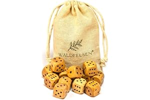 6,12, 20, 30 oder 50 hochqualitative Holzwürfel aus echtem Buchenholz von Waldfelsen® Augenwürfel Spielwürfel aus Holz in 16 mm Standardwürfel mit Stoffbeutel Würfelset (Blanko, 12 Stück)