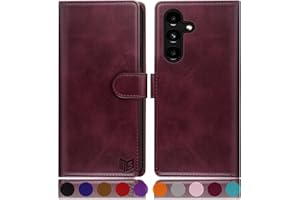 SUANPOT Funda para Samsung Galaxy A25 5G con Tapa【Bloqueo RFID】de Cuero PU Cierre Magnético，Soporte Plegable，Ranura para Tarjeta Cover Wallet Leather para Samsung Galaxy A25 5G Phone Case Vino Tinto