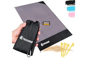 ‎FREEMIND freemind Outdoor Picknickdecke - ultraleichte, dünne Stranddecke ohne Polsterung - 140 x 200 cm - wasserabweisend, kompakt, sandfrei - Mini Pocket Blanket - inkl. Tasche, 4 Heringen, Karabiner