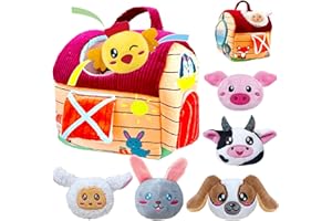 Goorder Baby Toys 6-12 Months - Farm Animals with Barn, Rattle, Crinkle Paper, Mirror - Busy Montessori Sensory Toys for Babies Toddlers 1-3, Interactive Infant Toy for Girls & Boys 3 6 12 Months