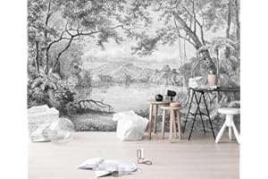 NEWWALLMURAL Carta Da Parati 3D Giungla Dipinta A Mano Della Foresta In Bianco E Nero Carta Da Parati Camera Letto Moderna Fotomurali 3D Gigante Murale Decorazione
