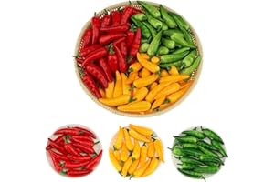 LONGHAO 48 pcs Artificiales Mini Pimienta,Mini Chile Artificial,Chile Falso Vegetal,Artificial Vegetales Falsos,Simulación Verduras Decoración,Decoración De Frutas Y Verduras,para Decoración