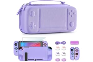 YK YOUNIK Younik Kit d'accessoires 14 en 1 pour la Switch, Grand étui de Transport pour Switch 2017, étui de Voyage pour Switch adapté à la Console, poignée J-Con et Chargeur (Violet, Modèle de Bouton)