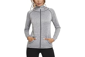 Sykooria Chaqueta Correr para Mujer Chaqueta Deporte Mujer Transpirable Chaquetas de Manga Larga con Agujero para el Pulgar Ropa Running Mujer