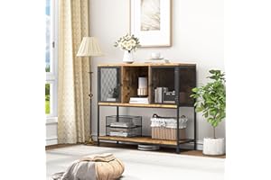 YITAHOME Kitchen Cabinets with Wine Holder, Sideboard Storage Cabinet, Buffet Wine Cabinet, Sideboards for Living Room, Dining Room Cabinets, Sideboards with 2 Doors 100x85x35cm (Rustic Brown)