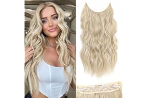 BUPPLER Haarverlängerung 50,8 cm Invisible Secret Hair Extensions Verstellbare Lange Gewellte Haarextension Synthetisches Upgrade 4 Sichere Clips in Haarteilen,Blond Gemischt mit Leuchtendem Blond