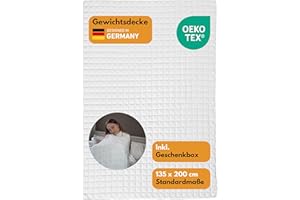 HARMONY® Gewichtsdecke 135x200 cm atmungsaktiv Oeko-Tex Zertifiziert - schwere Anti-Stress Decke zum Besser Schlafen - Therapiedecke Entspannungsdecke 6kg 7kg 8kg 9kg - inkl. Geschenkbox