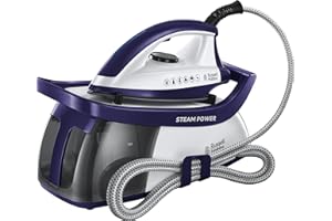 Russell Hobbs Steam Iron [2600W,100g/min continuous steam] SteamPower (4.5 bar pressure, 60sec heat up time, 1.9m cord, 3 steam settings, 1.3 L tank, Ceramic soleplate, Anti-limescale) 24440