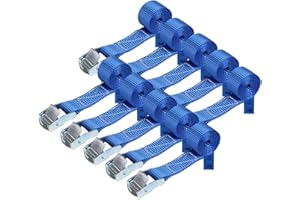 BB SPORT Correa de Amarre cinturón de Amarre con Hebilla - Azul - 1m 2,5m 4m 6m - Diferentes cantidades Resistente a 250 kg DIN EN 12195-2, 10 Piezas 2.5 cm x 1 m